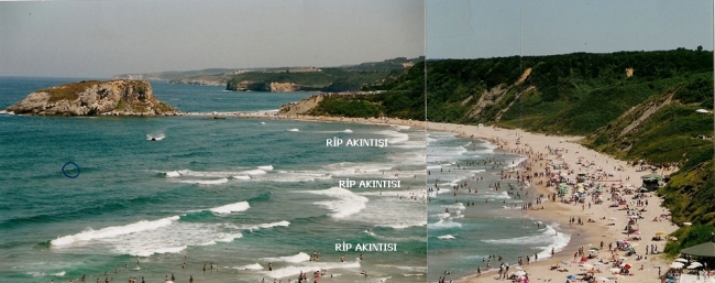 Rip Akıntısı, Şile doğusundaki Uzunkum kumsalı, Ahmet ERTEK arşivi, 12.8.2005
